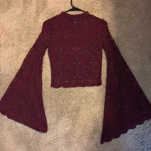 Maroon lace bell sleeve top